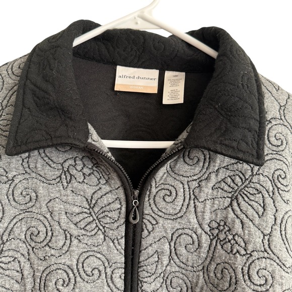 Alfred Dunner Womens 18W Zip Jacket Feminine Embroidery Casual Quilted Outdoors - Picture 3 of 14